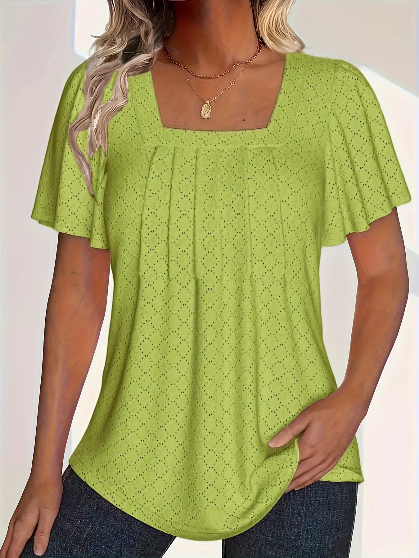 Birgitta | Mirelle – Blus med fyrkantig halsringning och textur