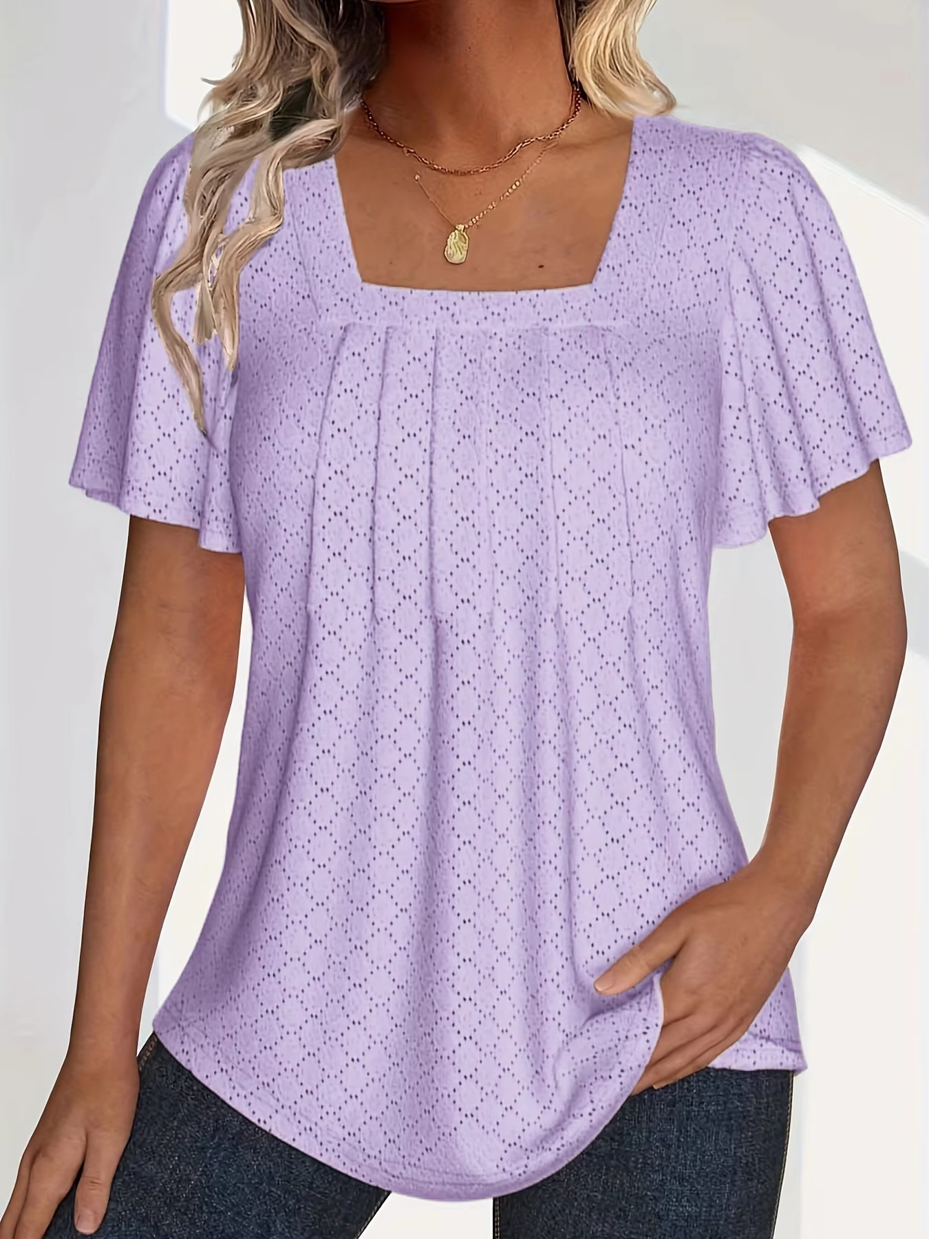 Birgitta | Mirelle – Blus med fyrkantig halsringning och textur