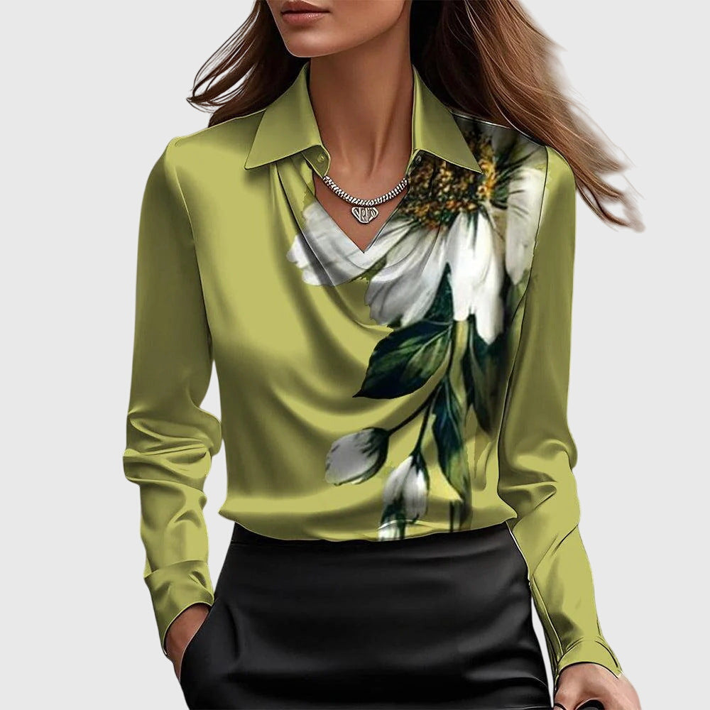 Birgitta | Elegant Blus med Blomstertryck