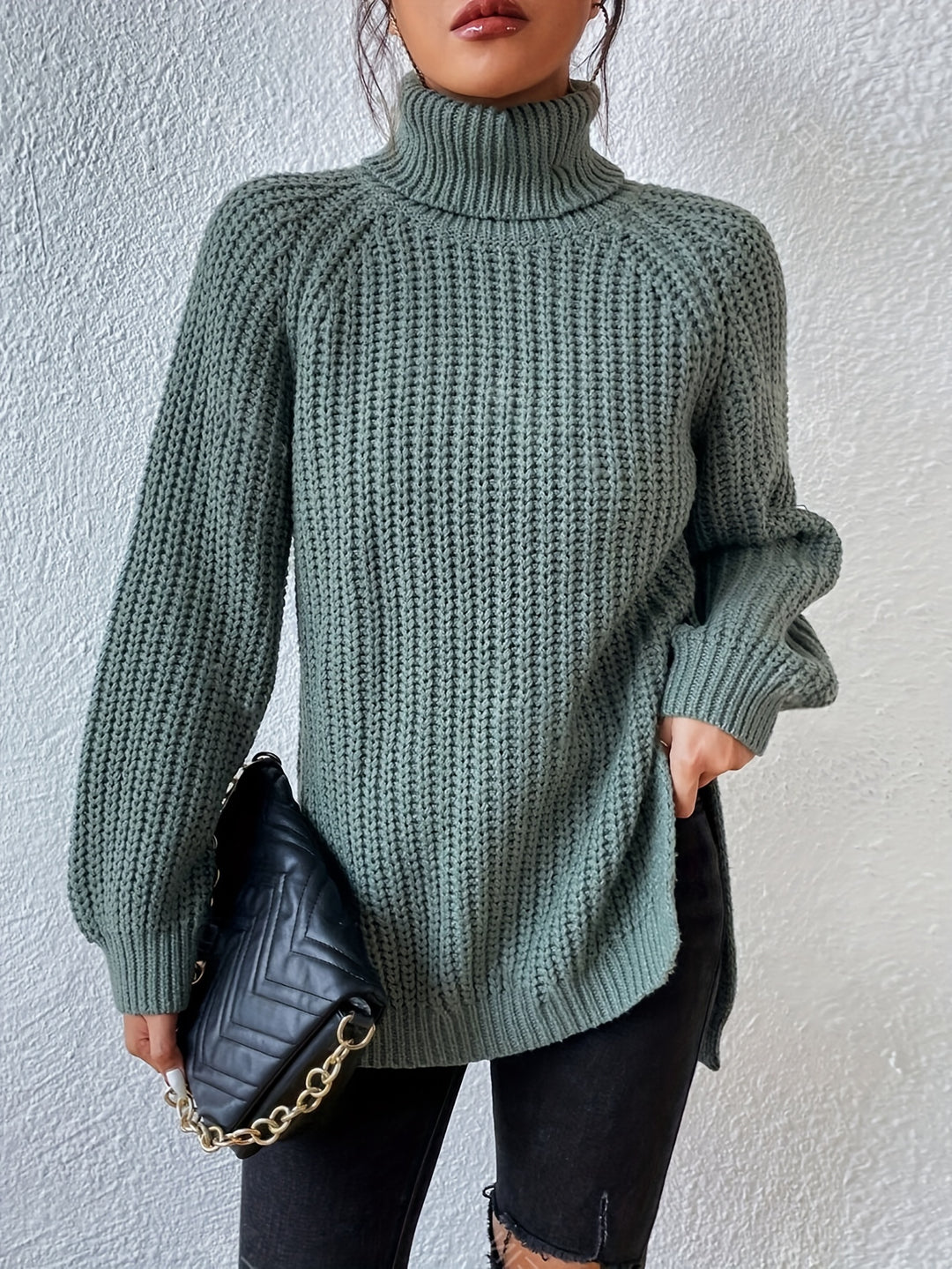 Birgitta | Stickad Höghalssweater