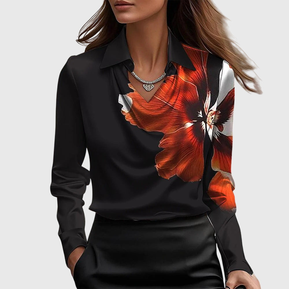 Birgitta | Elegant Blus med Blomstertryck
