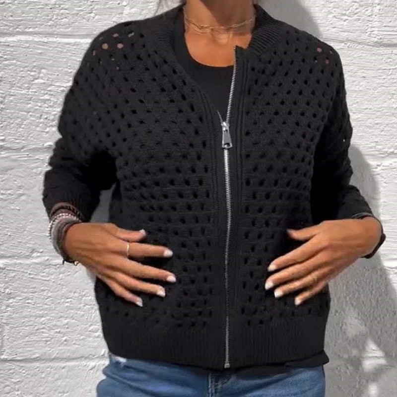 Birgitta | Stickad Jacka med Dragkedja