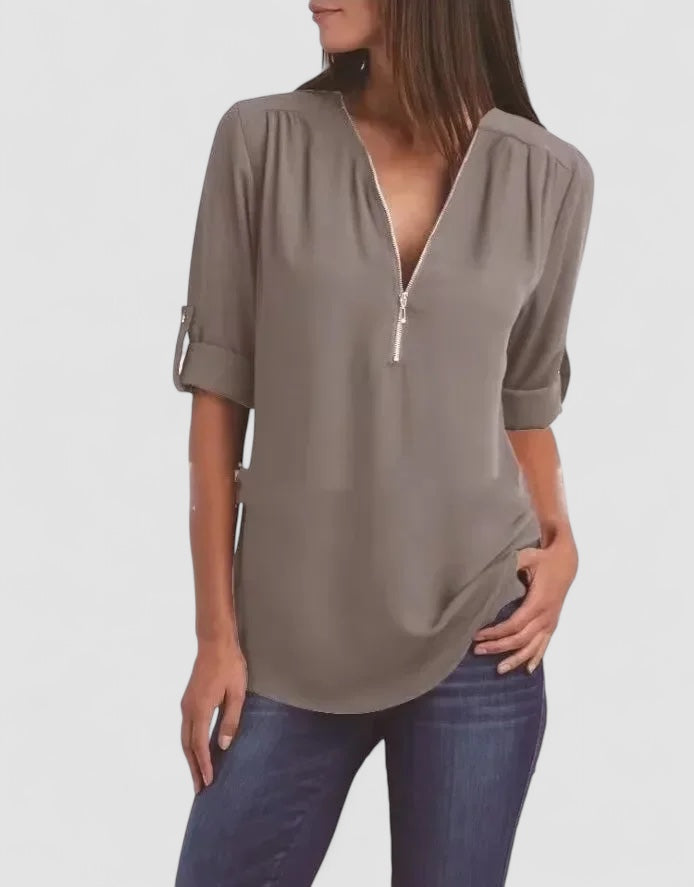 Birgitta | Ronja – Elegant topp med dragkedja